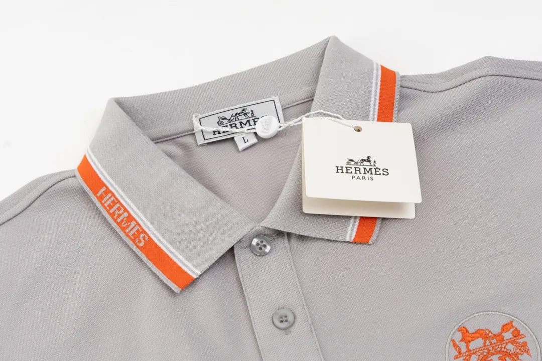 2025New Arrival HERMES/ T ， ，Classic ， Breathable Polo ！ ， polo ，Classic ， Versatile ， ， ！， ， Breathable， ， ， ， ， Premium ！ ：Gray Size:M-3XL